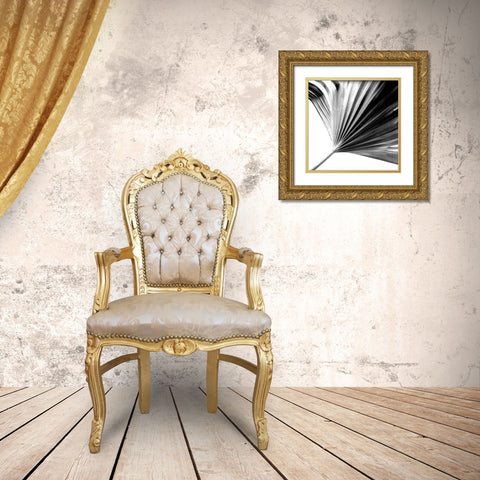 Black and White Palm II Gold Ornate Wood Framed Art Print with Double Matting by Johnson, Jason