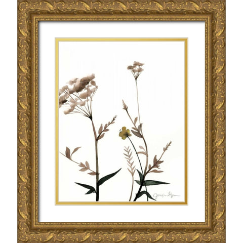 Watermark Wildflowers I Gold Ornate Wood Framed Art Print with Double Matting by Goldberger, Jennifer