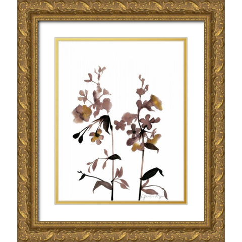 Watermark Wildflowers III Gold Ornate Wood Framed Art Print with Double Matting by Goldberger, Jennifer