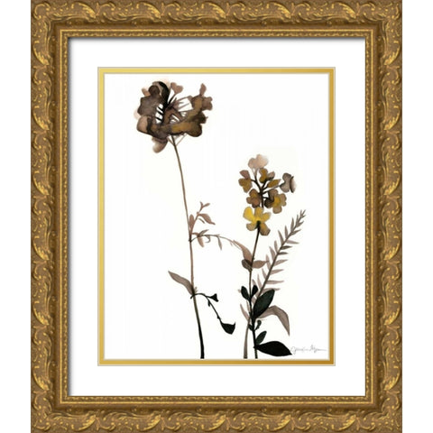 Watermark Wildflowers V Gold Ornate Wood Framed Art Print with Double Matting by Goldberger, Jennifer