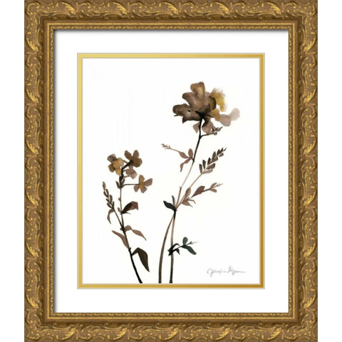 Watermark Wildflowers VI Gold Ornate Wood Framed Art Print with Double Matting by Goldberger, Jennifer