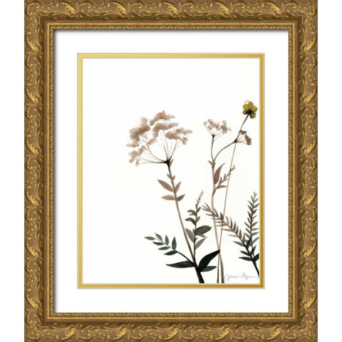 Watermark Wildflowers IX Gold Ornate Wood Framed Art Print with Double Matting by Goldberger, Jennifer