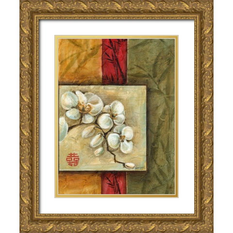 Asian Orchids II Gold Ornate Wood Framed Art Print with Double Matting by Harper, Ethan