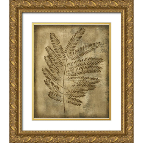 Sepia Drenched Fern II Gold Ornate Wood Framed Art Print with Double Matting by Slocum, Nancy