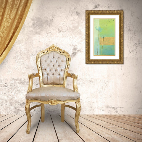 Blue Seedlings I Gold Ornate Wood Framed Art Print with Double Matting by Vess, June Erica