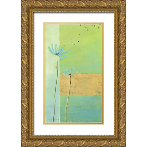 Blue Seedlings I Gold Ornate Wood Framed Art Print with Double Matting by Vess, June Erica