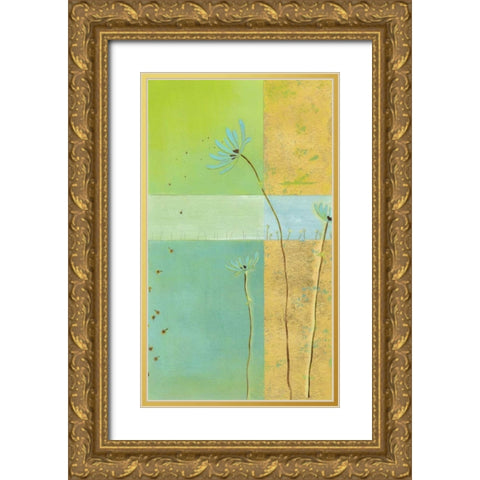 Blue Seedlings II Gold Ornate Wood Framed Art Print with Double Matting by Vess, June Erica