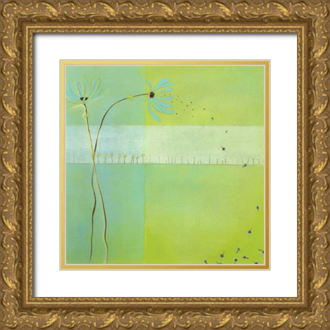 Blue Seedlings III Gold Ornate Wood Framed Art Print with Double Matting by Vess, June Erica