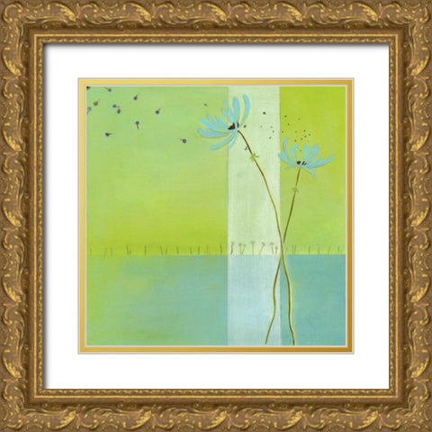 Blue Seedlings IV Gold Ornate Wood Framed Art Print with Double Matting by Vess, June Erica