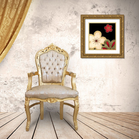 Pop Blossoms in Red I Gold Ornate Wood Framed Art Print with Double Matting by Vess, June Erica