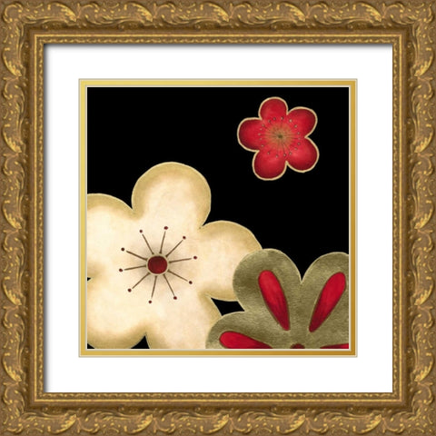 Pop Blossoms in Red I Gold Ornate Wood Framed Art Print with Double Matting by Vess, June Erica