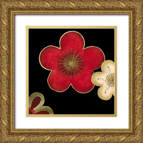 Pop Blossoms in Red II Gold Ornate Wood Framed Art Print with Double Matting by Vess, June Erica