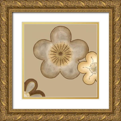 Pop Blossoms in Neutral II Gold Ornate Wood Framed Art Print with Double Matting by Vess, June Erica