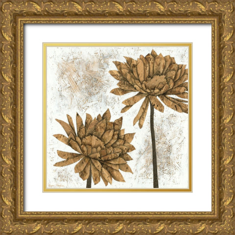 Whitewashed Dahlias II Gold Ornate Wood Framed Art Print with Double Matting by Meagher, Megan