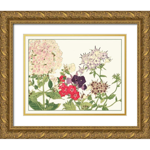 Japanese Flower Garden II Gold Ornate Wood Framed Art Print with Double Matting by Konan, Tanigami