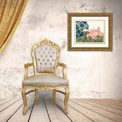 Japanese Flower Garden IV Gold Ornate Wood Framed Art Print with Double Matting by Konan, Tanigami