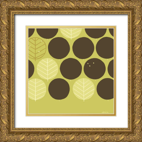 Forest Motif III Gold Ornate Wood Framed Art Print with Double Matting by Vess, June Erica