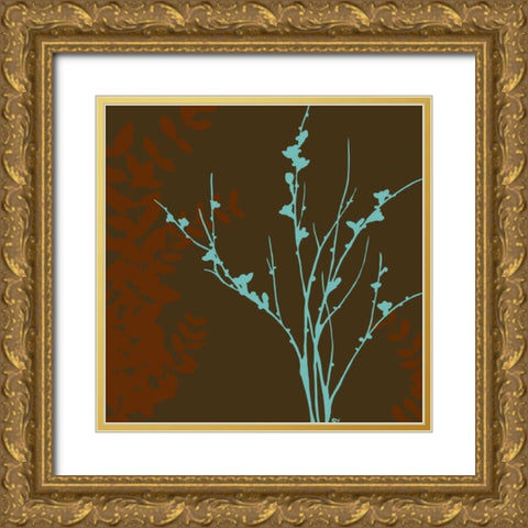 Blue Bough I Gold Ornate Wood Framed Art Print with Double Matting by Vess, June Erica