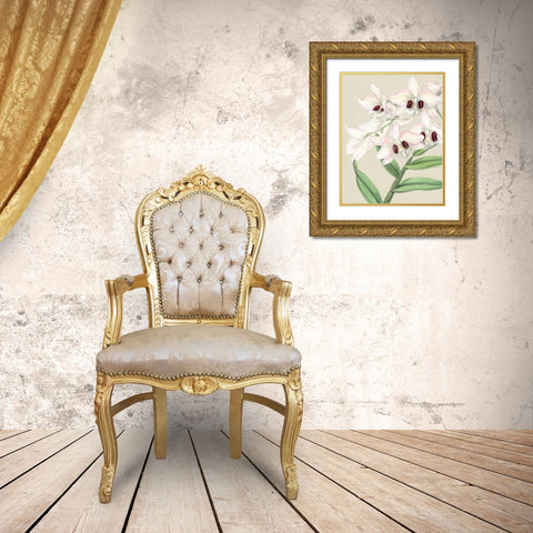 Orchid Blooms II  Gold Ornate Wood Framed Art Print with Double Matting by Vision Studio