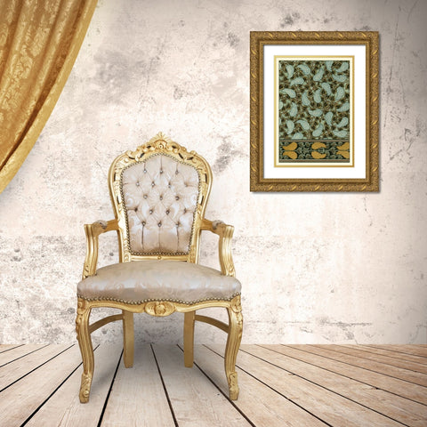 Garden Tapestry I Gold Ornate Wood Framed Art Print with Double Matting by Grasset