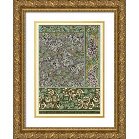 Garden Tapestry III Gold Ornate Wood Framed Art Print with Double Matting by Grasset