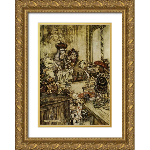 Who Stole The Tarts  Gold Ornate Wood Framed Art Print with Double Matting by Rackham