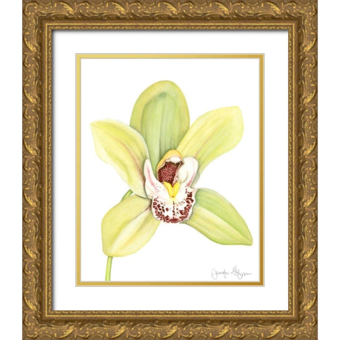 Orchid Beauty II Gold Ornate Wood Framed Art Print with Double Matting by Goldberger, Jennifer