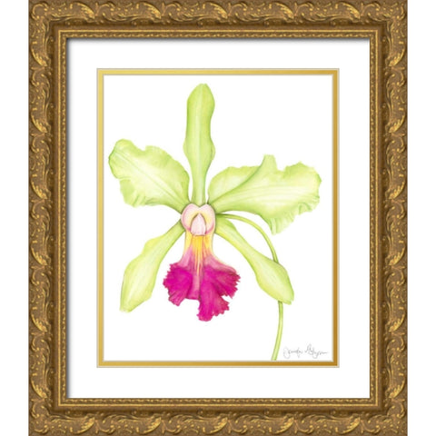 Orchid Beauty III Gold Ornate Wood Framed Art Print with Double Matting by Goldberger, Jennifer