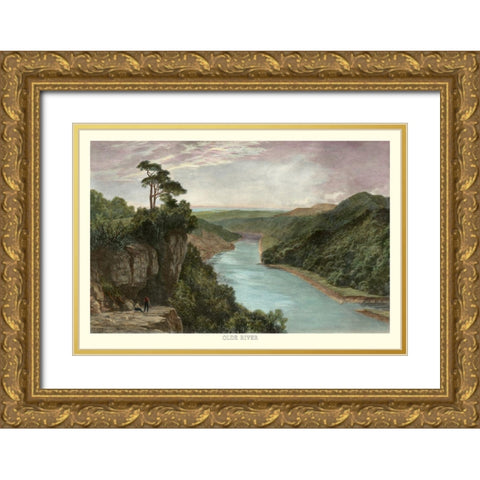 Olde River Gold Ornate Wood Framed Art Print with Double Matting by Johnson