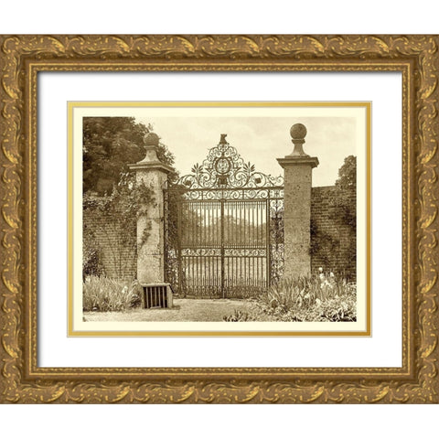 Sepia Garden View II Gold Ornate Wood Framed Art Print with Double Matting by unknown