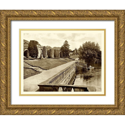 Sepia Garden View IV Gold Ornate Wood Framed Art Print with Double Matting by unknown