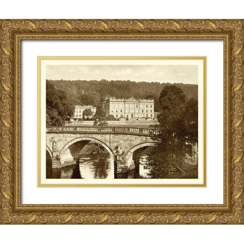 Sepia Garden View VI Gold Ornate Wood Framed Art Print with Double Matting by unknown