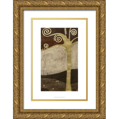 Sylvan Spirals II Gold Ornate Wood Framed Art Print with Double Matting by Vess, June Erica
