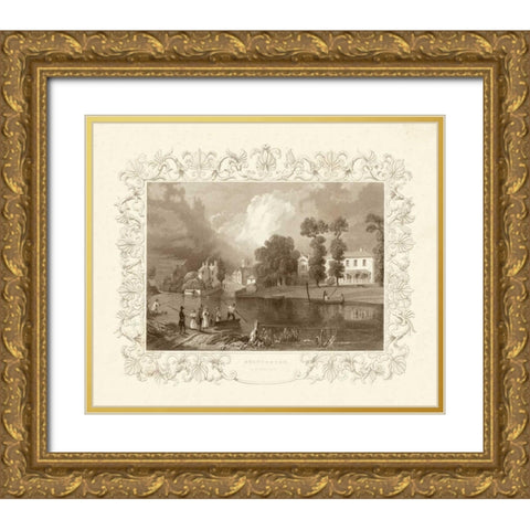 Views of England II Gold Ornate Wood Framed Art Print with Double Matting by Tombleson
