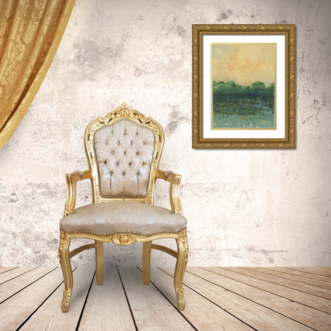 Viridian Marsh I Gold Ornate Wood Framed Art Print with Double Matting by Holland, Julie
