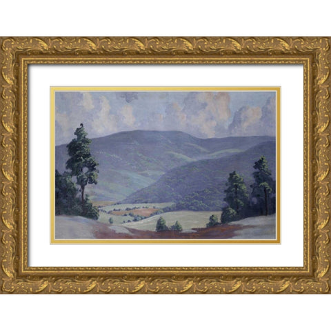 Summer Gold Ornate Wood Framed Art Print with Double Matting by Stone, Walter King