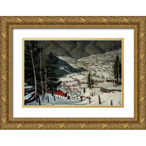 Winter Gold Ornate Wood Framed Art Print with Double Matting by Stone, Walter King