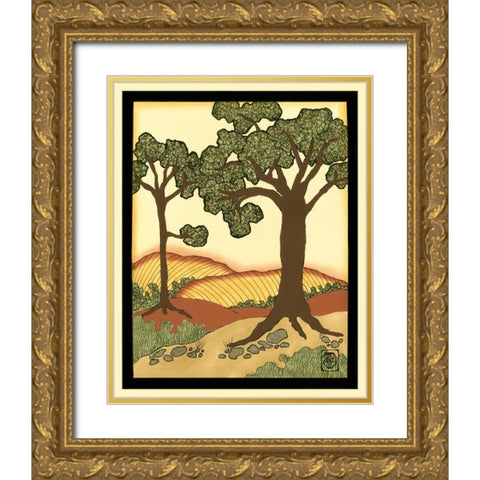 Warm Horizons II Gold Ornate Wood Framed Art Print with Double Matting by Goldberger, Jennifer