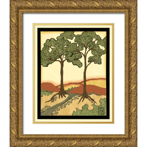 Warm Horizons III Gold Ornate Wood Framed Art Print with Double Matting by Goldberger, Jennifer