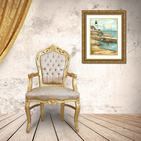 Shoreline Dock I Gold Ornate Wood Framed Art Print with Double Matting by Goldberger, Jennifer