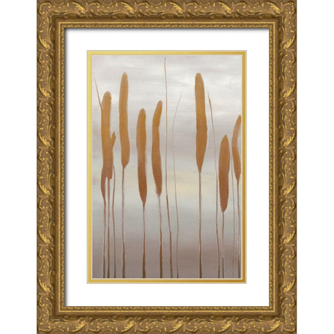 Reeds and Leaves II Gold Ornate Wood Framed Art Print with Double Matting by Goldberger, Jennifer