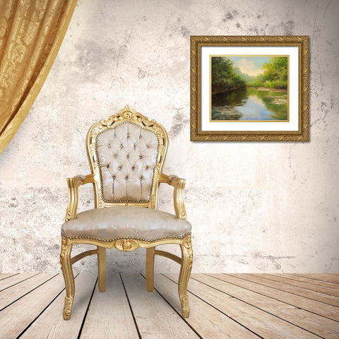 OBannon Summer Creek Gold Ornate Wood Framed Art Print with Double Matting by Weber, Mary Jean