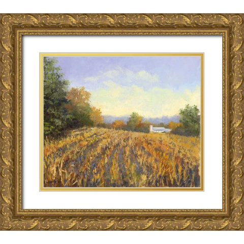 Corn Rows Gold Ornate Wood Framed Art Print with Double Matting by Weber, Mary Jean