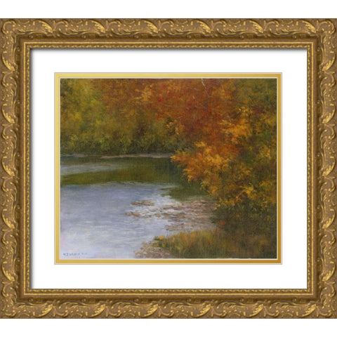 Rivershade Gold Ornate Wood Framed Art Print with Double Matting by Weber, Mary Jean
