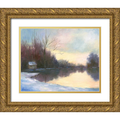 Winter Glow Gold Ornate Wood Framed Art Print with Double Matting by Weber, Mary Jean