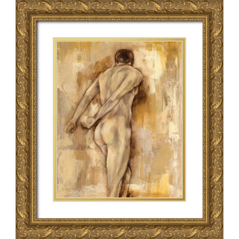 Nude Figure Study IV Gold Ornate Wood Framed Art Print with Double Matting by Goldberger, Jennifer