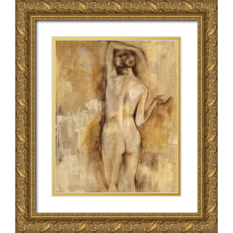 Nude Figure Study V Gold Ornate Wood Framed Art Print with Double Matting by Goldberger, Jennifer