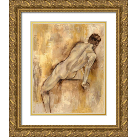 Nude Figure Study VI Gold Ornate Wood Framed Art Print with Double Matting by Goldberger, Jennifer