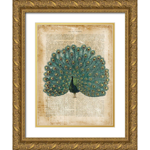 Antiquarian Birds V Gold Ornate Wood Framed Art Print with Double Matting by Vision Studio