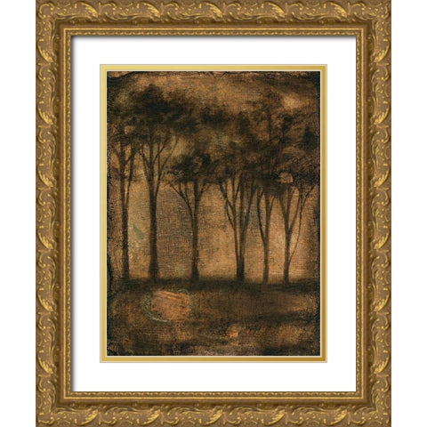 Bronzed Treeline I Gold Ornate Wood Framed Art Print with Double Matting by Goldberger, Jennifer